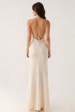 Ivory Sheath Spaghetti Straps Long Formal Dress