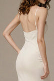 Ivory Mermaid Spaghetti Straps Long Formal Dress