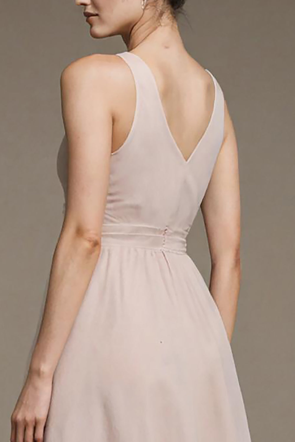 Ivory V-Neck A Line Long Formal Dress