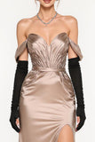 Champagne Sheath Satin Off The Shoulder Pageant Dress