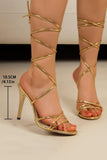 Golden Gladiator Strappy Open Toe Stiletto Heel Sandals