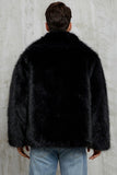 Black Fluffy Faux Fur Short Winter Men's Coat