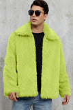 Black Fluffy Faux Fur Short Winter Men's Coat