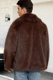 Black Fluffy Faux Fur Short Winter Men's Coat