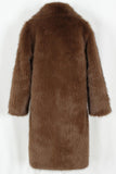 Brown Fluffy Faux Fur Lapel Collar Long Winter Men's Coat