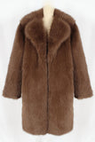 Brown Faux Fur Notched Lapel Long Men's Winter Coat