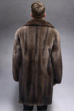 Camel Notched Lapel Thick Faux Fur Long Men's Coat