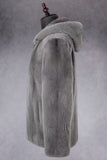 Grey Zip-Up Faux Fur Hooded Men's Winter Coat