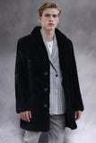 Black and White Shawl Lapel Faux Fur Leopard Men's Coat