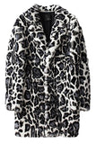 Black and White Shawl Lapel Faux Fur Leopard Men's Coat