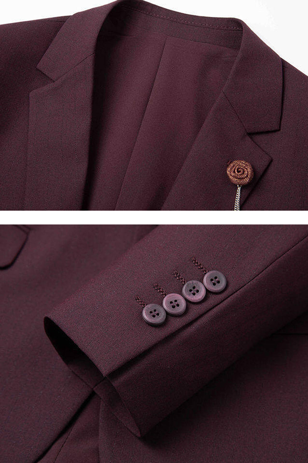 Dark Red Notched Lapel 2-piece Men Suits