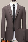 Coffee Notched Lapel Singel Breasted Slim Fit Suit