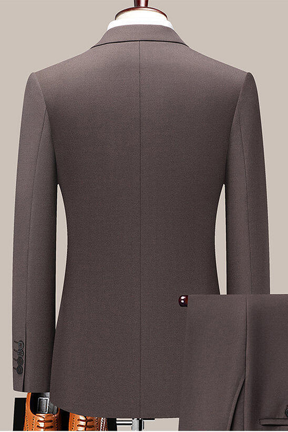 Coffee Notched Lapel Singel Breasted Slim Fit Suit