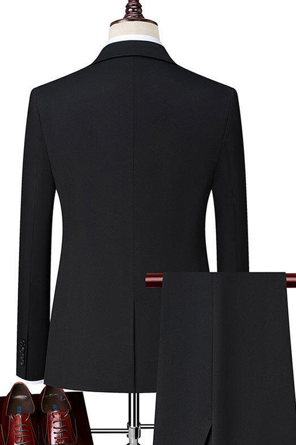 Black Singel Breasted Notched Lapel 3-Piece Men Suits