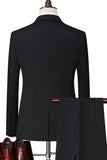 Black Singel Breasted Notched Lapel 3-Piece Men Suits