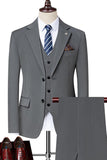 Black Singel Breasted Notched Lapel 3-Piece Men Suits