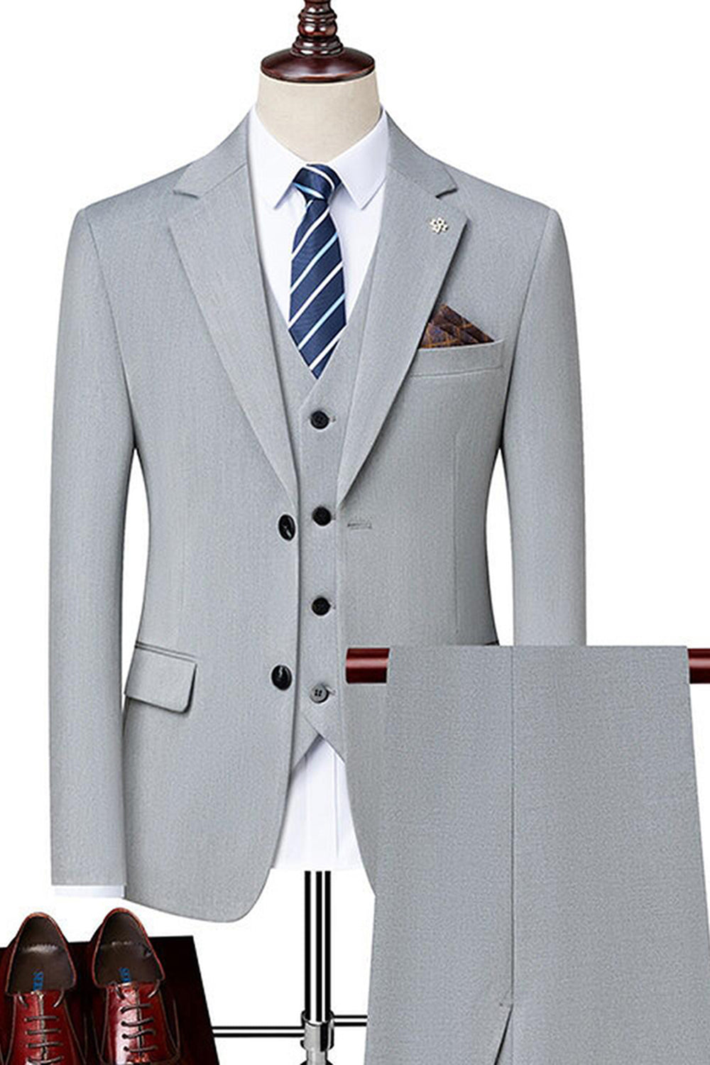 Black Singel Breasted Notched Lapel 3-Piece Men Suits