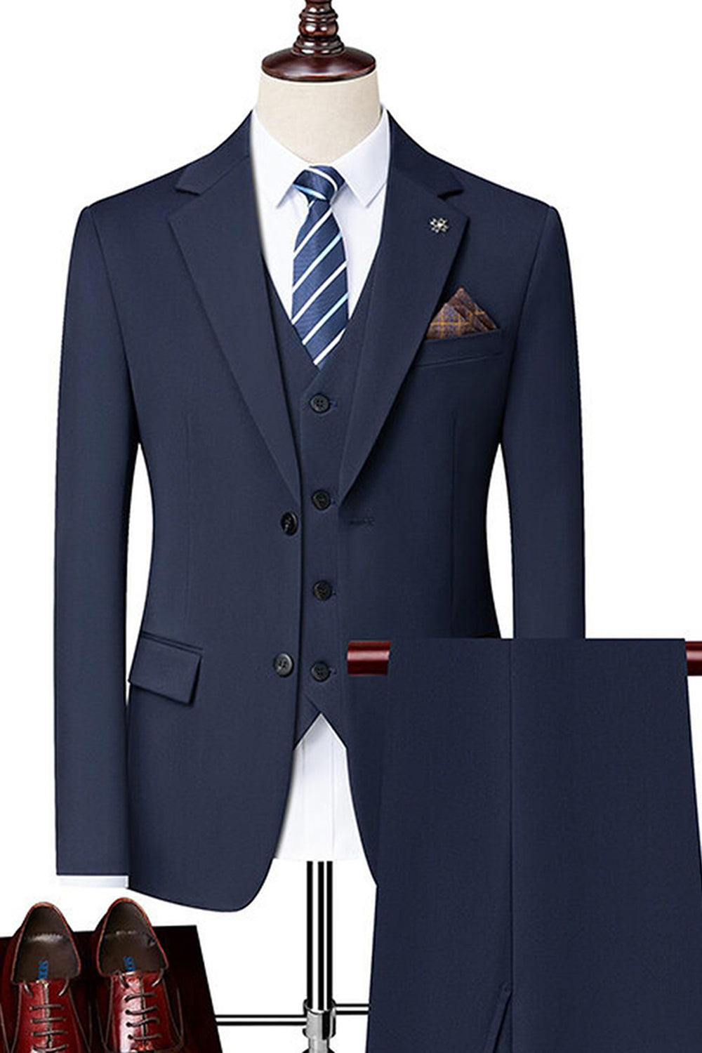 Black Singel Breasted Notched Lapel 3-Piece Men Suits