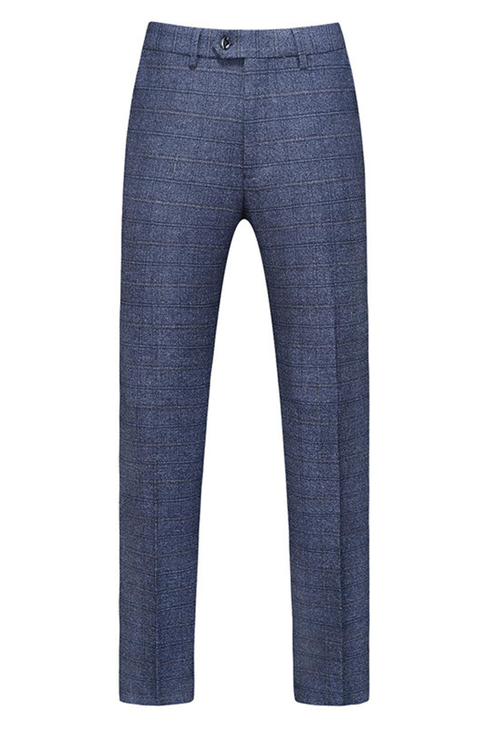 Men's Dark Blue Plaid Notched Lapel 3 Pieces Prom Suits