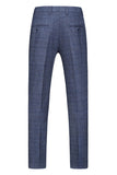 Men's Dark Blue Plaid Notched Lapel 3 Pieces Prom Suits