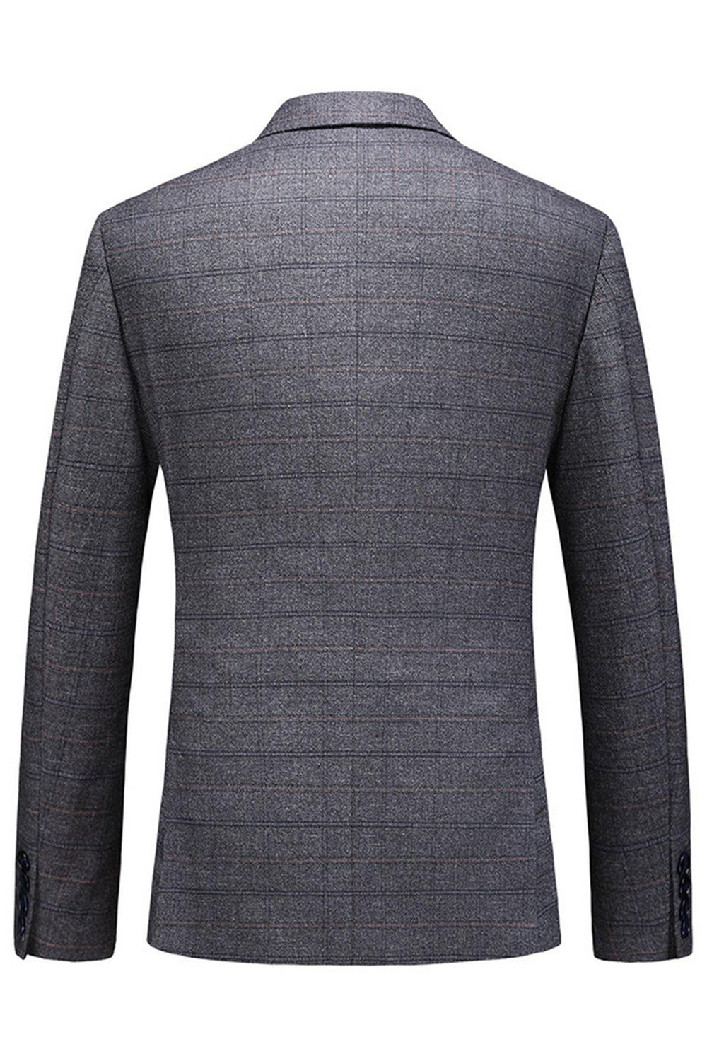 Men's Dark Blue Plaid Notched Lapel 3 Pieces Prom Suits