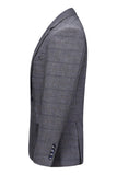 Men's Dark Blue Plaid Notched Lapel 3 Pieces Prom Suits