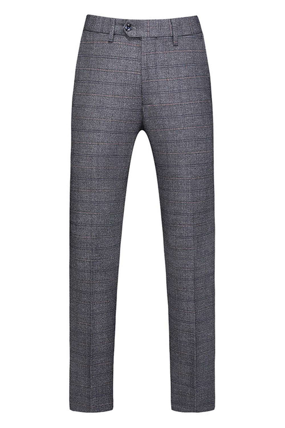 Men's Dark Blue Plaid Notched Lapel 3 Pieces Prom Suits