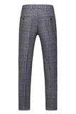 Men's Dark Blue Plaid Notched Lapel 3 Pieces Prom Suits