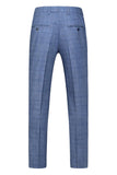 Men's Dark Blue Plaid Notched Lapel 3 Pieces Prom Suits