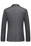 Men's Grey Plaid Peak Lapel 3 Pieces Formal Suits