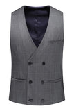 Men's Grey Plaid Peak Lapel 3 Pieces Formal Suits