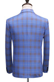 Blue Plaid Peak Lapel 2 Pieces Prom Suits
