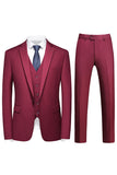 Men's Violet Single Breasted Notched Lapel 3 Pieces Prom Suits