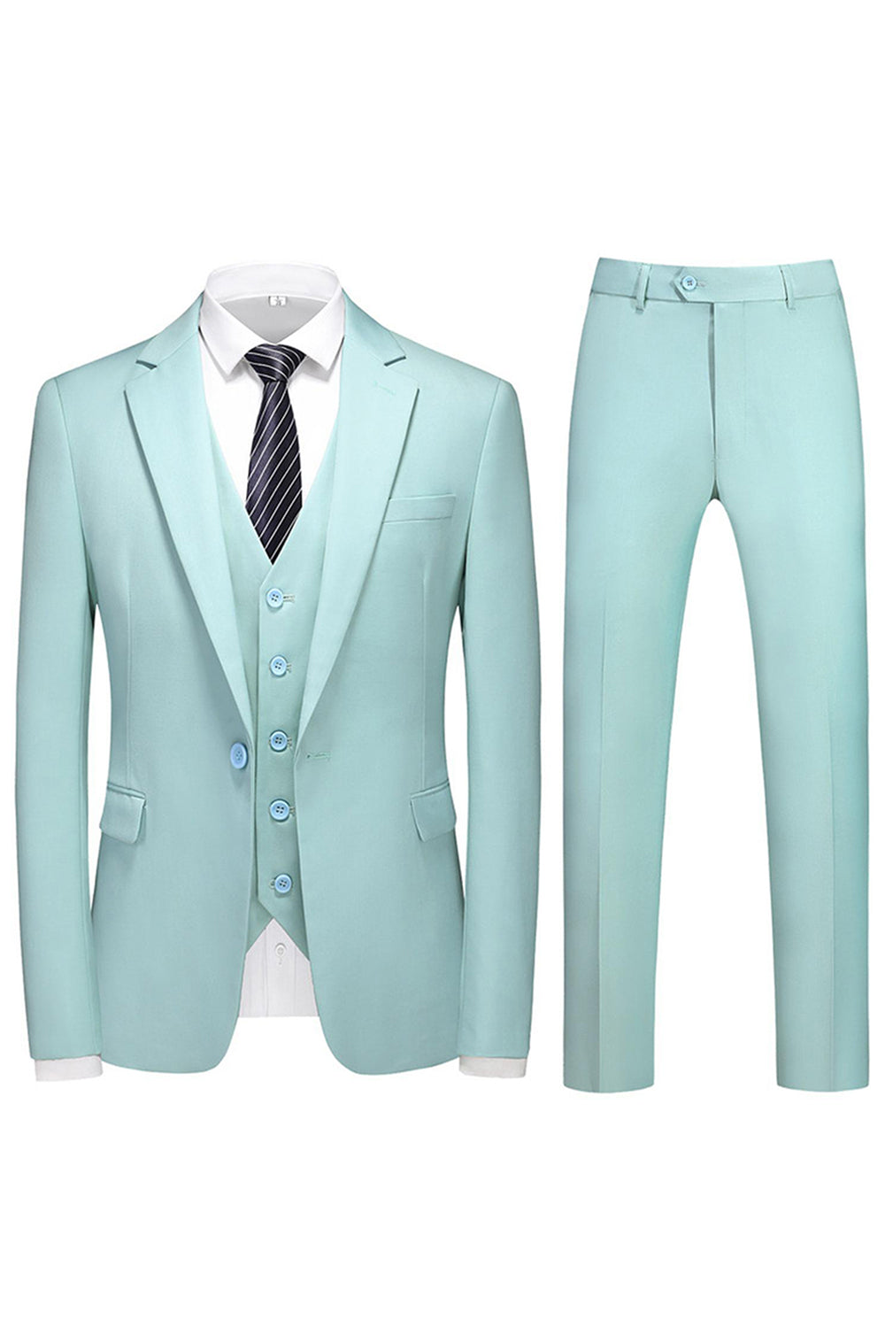 Men's Violet Single Breasted Notched Lapel 3 Pieces Prom Suits