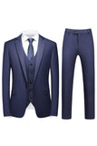 Men's Violet Single Breasted Notched Lapel 3 Pieces Prom Suits