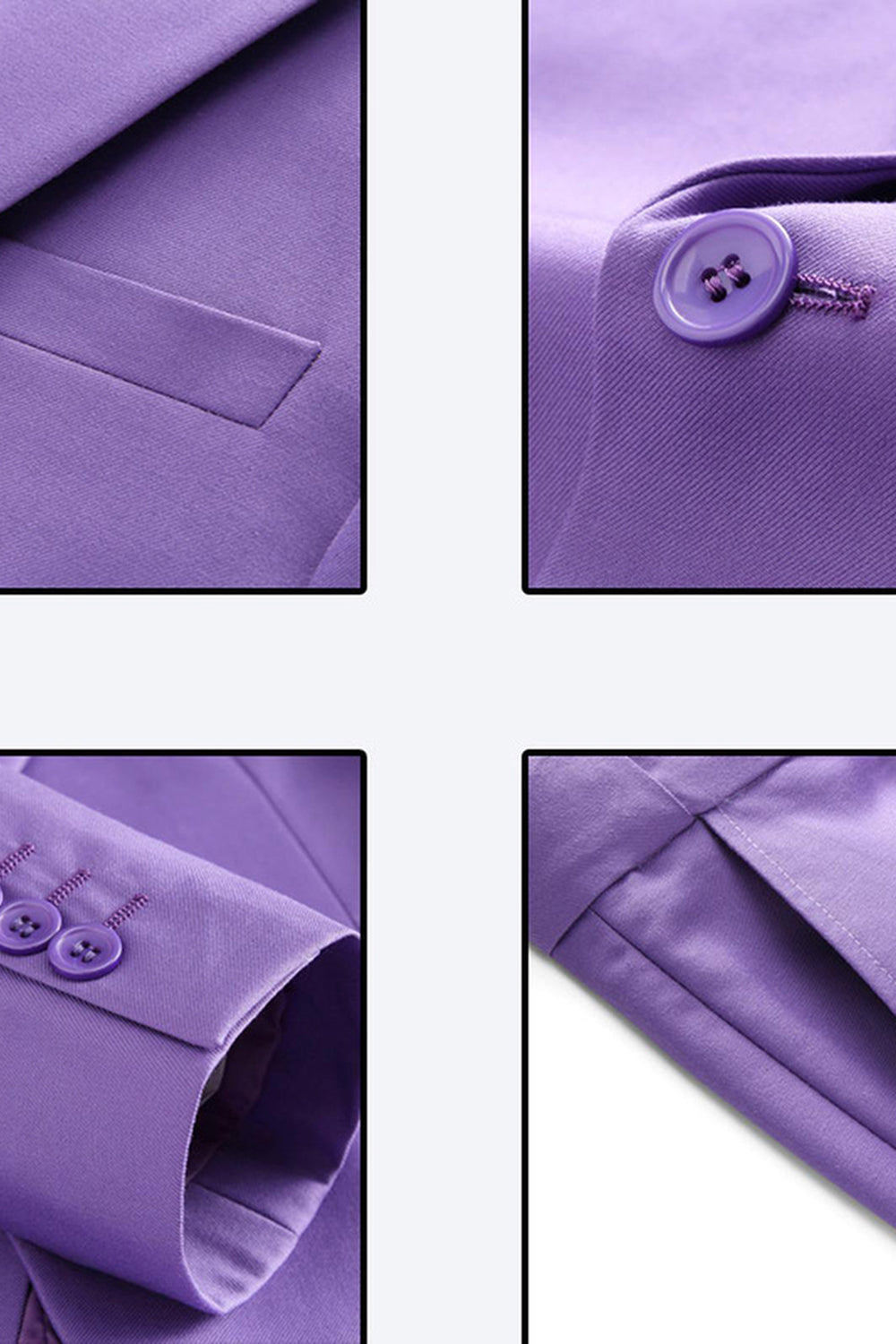 Men's Violet Single Breasted Notched Lapel 3 Pieces Prom Suits