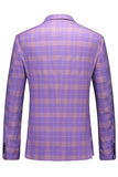 Men's Violet Striped Notched Lapel 3 Pieces Prom Suits