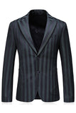 Men's Grey Green Striped Peaked Lapel 3 Pieces Prom Suits