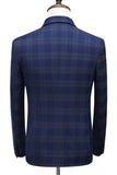 Men's Blue Striped Peaked Lapel 3 Pieces Prom Suits