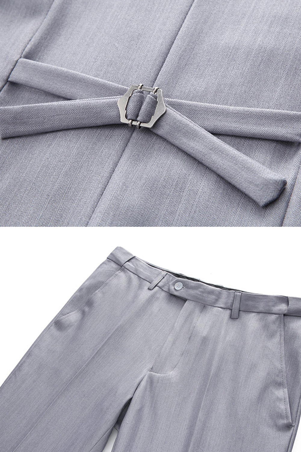 Light Grey 3 Pieces Notched Lapel Men's Formal Suits