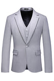 Light Grey 3 Pieces Notched Lapel Men's Formal Suits