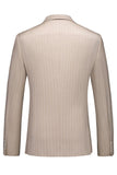 Khaki Striped 3 Pieces Notched Lapel Men's Formal Suits