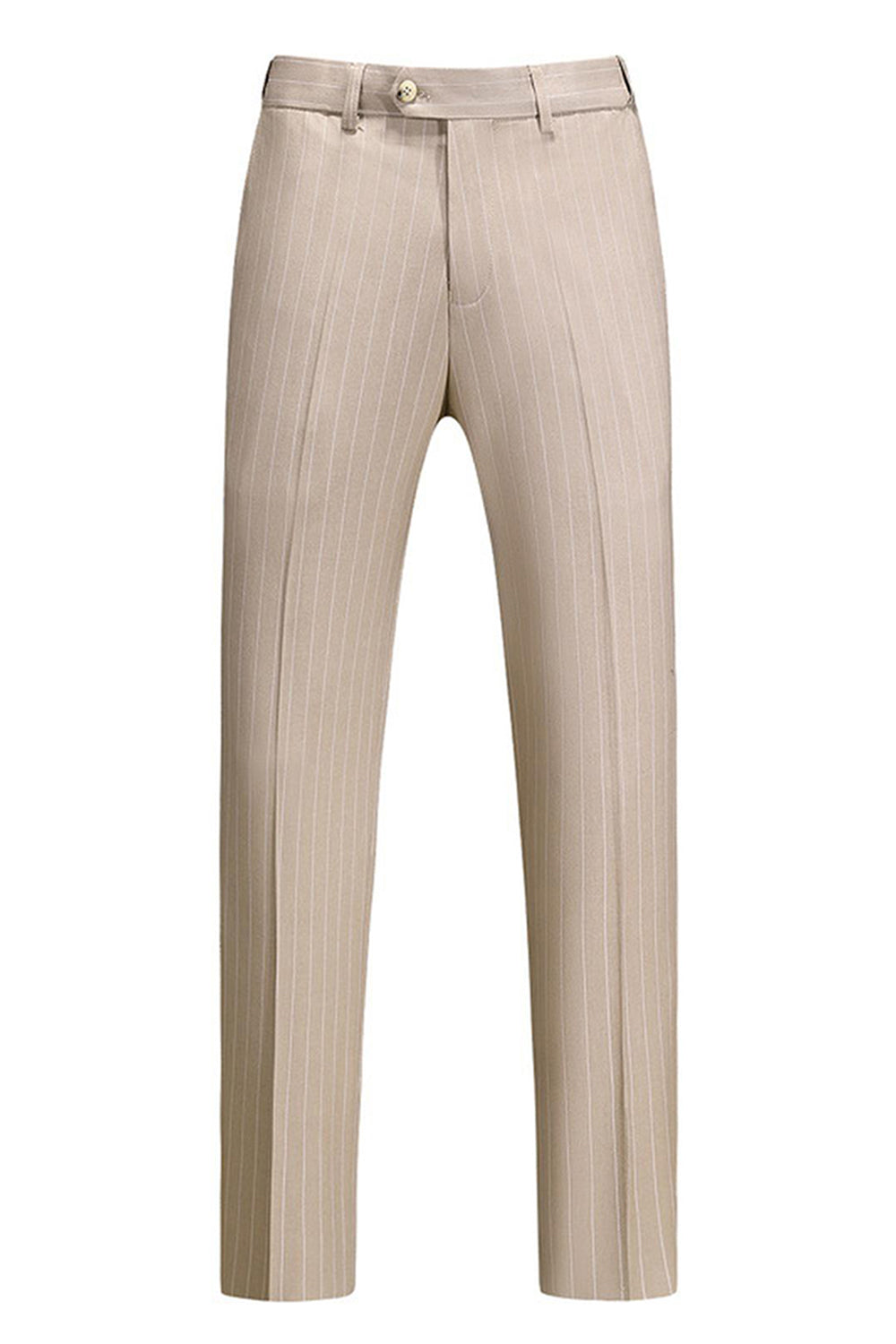 Khaki Striped 3 Pieces Notched Lapel Men's Formal Suits