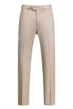 Khaki Striped 3 Pieces Notched Lapel Men's Formal Suits