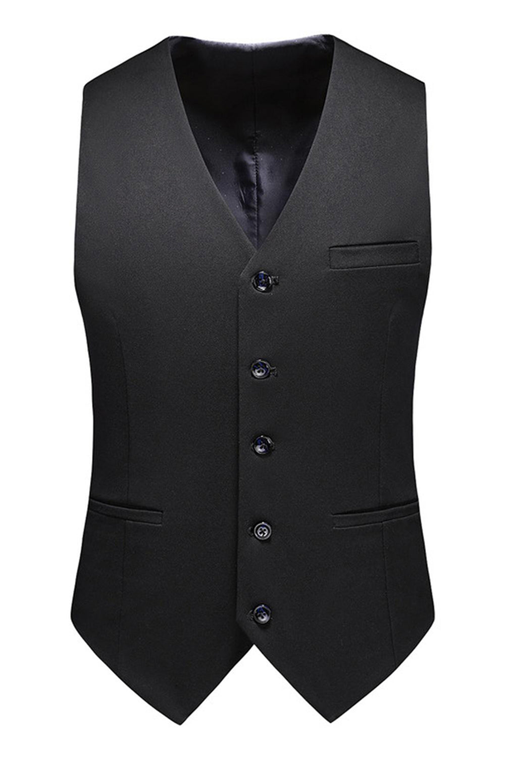 Black Peaked Lapel 3 Pieces Satin Men's Prom Suits