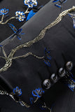 Blue and Black Notched Lapel Jacquard 2 Piece Men's Prom Suits