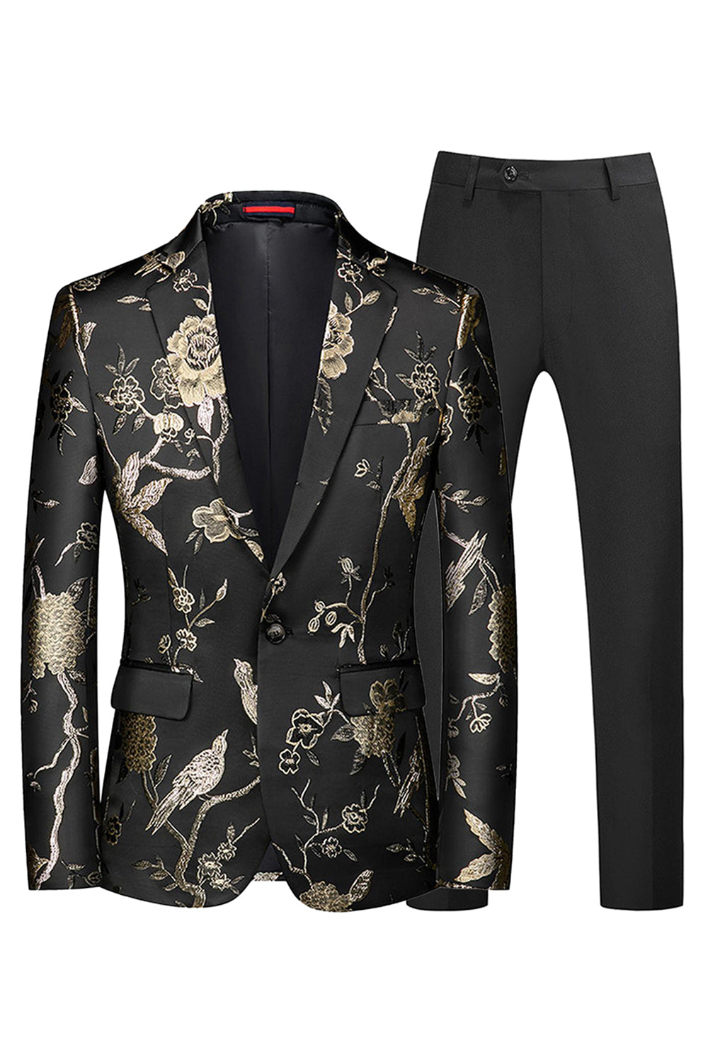 Blue and Black Notched Lapel Jacquard 2 Piece Men's Prom Suits