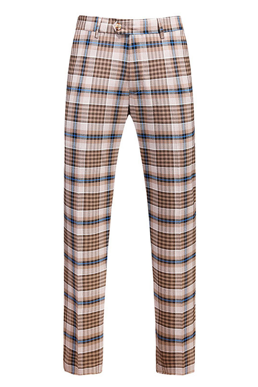 Vintage Peak Lapel Slim Fit 2 Piece Black Blue Grid Men's Suits