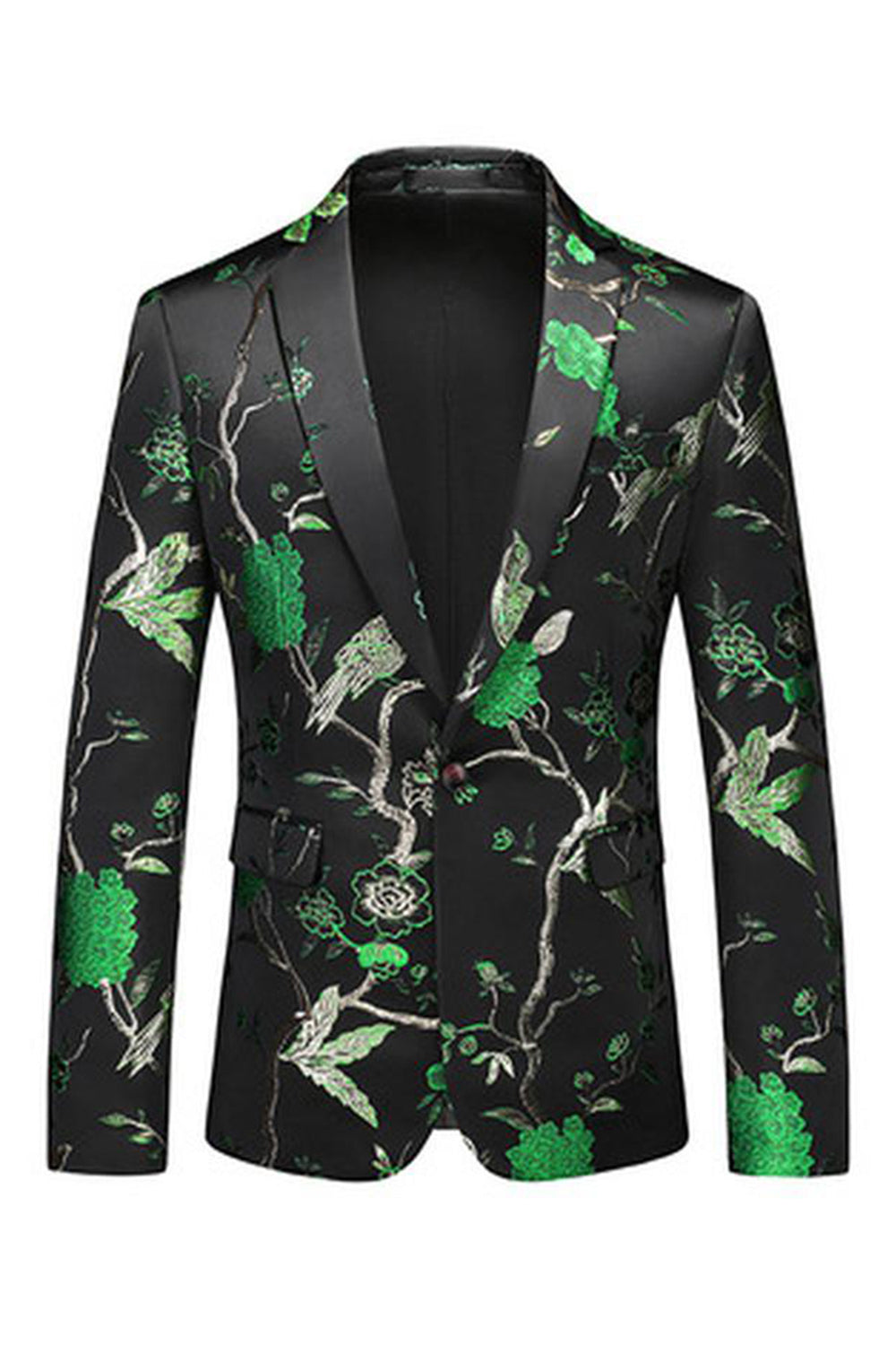 Blue Notched Lapel 3 Piece Jacquard Men's Prom Suits