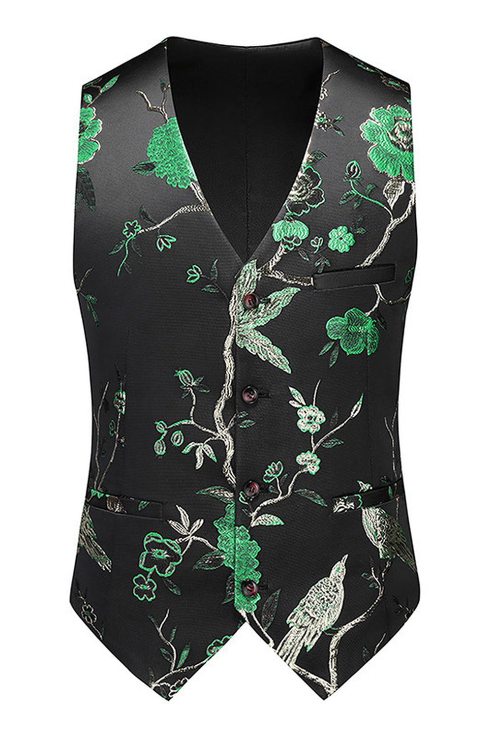 Blue Notched Lapel 3 Piece Jacquard Men's Prom Suits